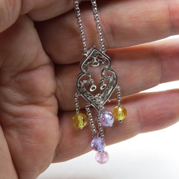 *925 Sterling Silver Diamond Necklace - Picture 2 of 3